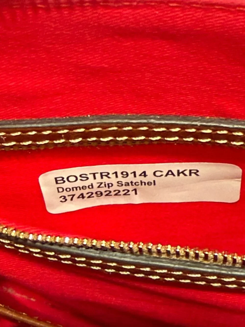 Dooney & Bourke Ostrich Embossed Domed Zip Satchel in Caramel